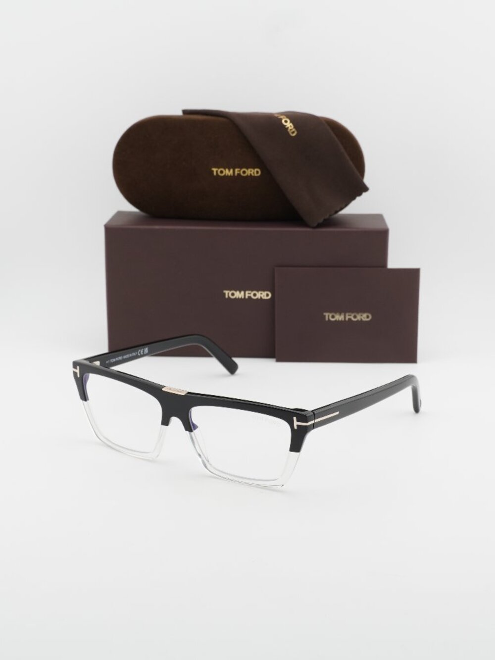 Tom Ford FT5912-B 005 Rectangle Eyeglasses 57mm - Black / Blue Light Block